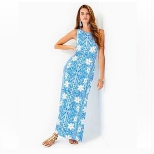 New Lilly Pulitzer Noelle Maxi Dress My Flutter Half Engineered Size Large